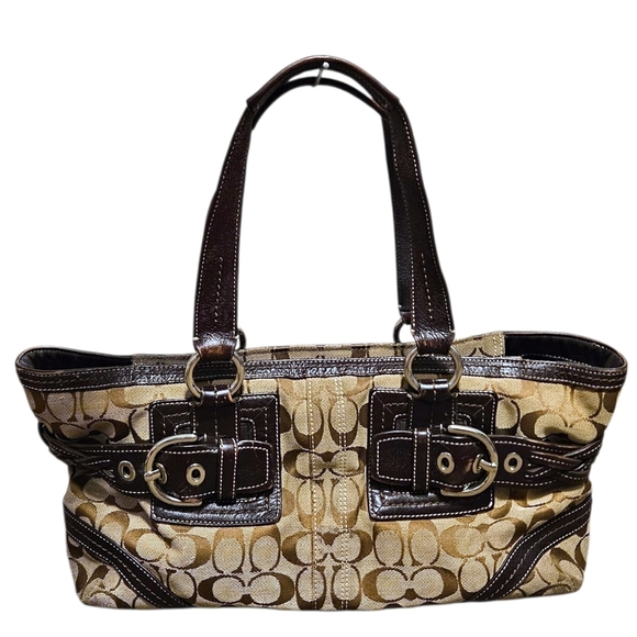 Coach 05079 Brown Soho Signature Jacquard Leather Satchel Purse Shoulder Bag Y2K - Picture 2 of 16